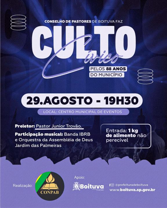 Conselho de Pastores de Boituva realiza culto cívico em comemoração aos 88 anos do município