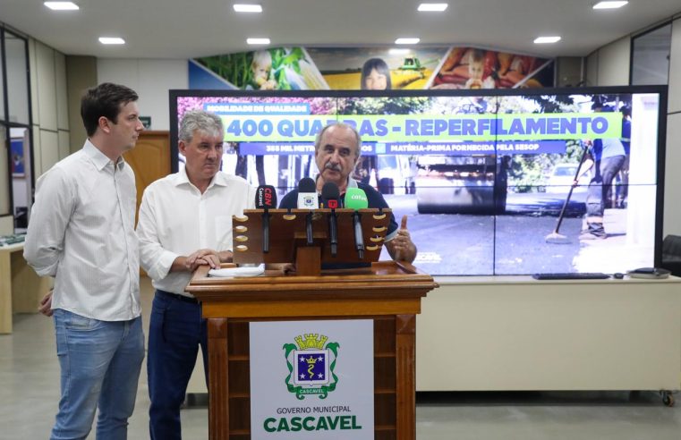 Prefeitura dá início a grande projeto de reperfilamento de 400 quadras de Cascavel