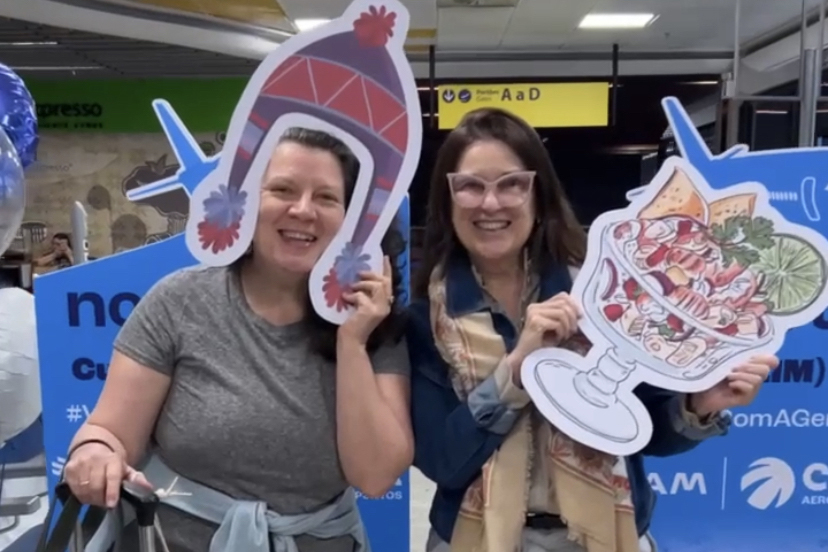 Do Peru pra Curitiba: primeiro voo direto de Lima desembarca com 157 passageiros