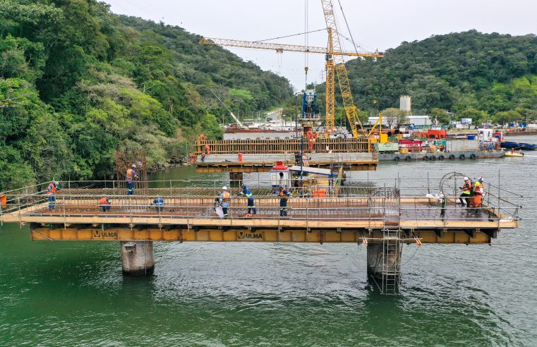 Dentro do cronograma, obras da Ponte de Guaratuba chegam a 22,6% de execução