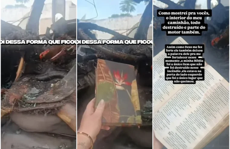 Bíblia fica intacta após incêndio em caminhão e caminhoneira se emociona: “A Bíblia está inteirinha”
