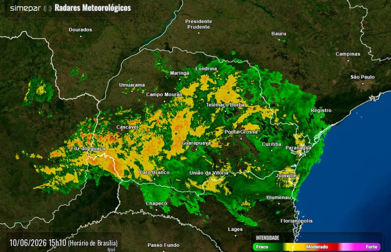 Simepar prevê tempestades nas regiões Oeste e Norte do Paraná entre quinta e sexta-feira